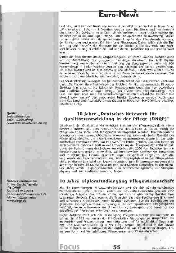Vorschauseite 2: Projekt gegen Unfälle in Pflegeheimen Baden-Württemberg: Mehr als 40 Prozent der Stürze in Pflegeheimen sind vermeidbar