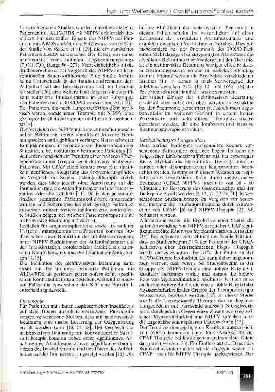 Vorschauseite 5: Indikation zur Beatmung neu überdacht (CME 11/o3)