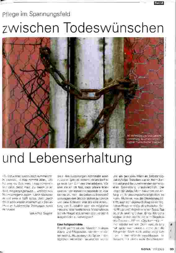 Vorschauseite 1: Pflege im Spannungsfeld zwischen Todeswünschen und Lebenserhaltung