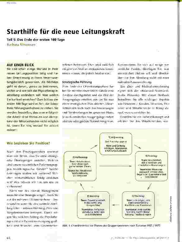 Vorschauseite 1: Starthilfe für die neue Leitungskraft Teil 5: Das Ende der ersten 100 Tage