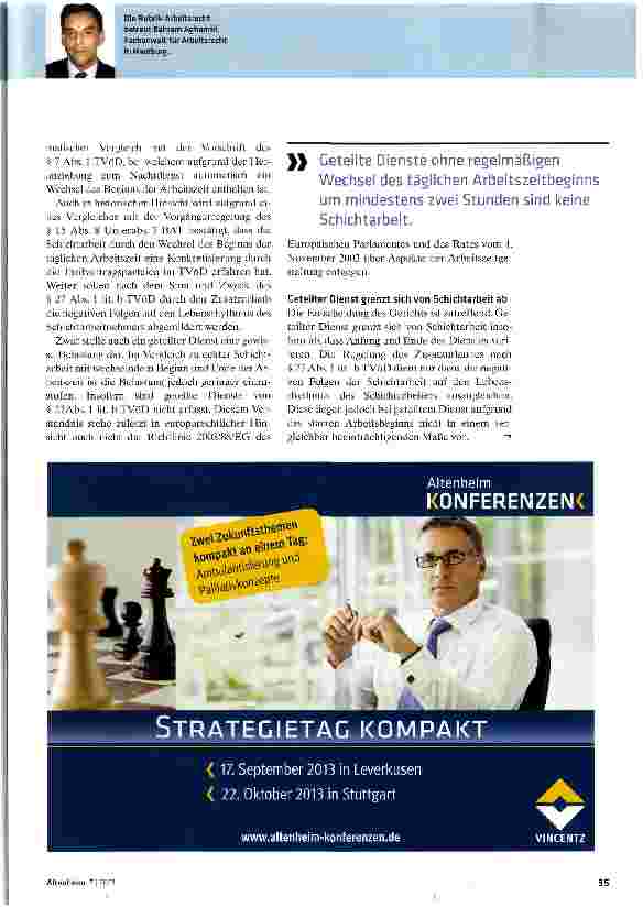 Vorschauseite 2: Geteilter Dienst ist keine Schichtarbeit