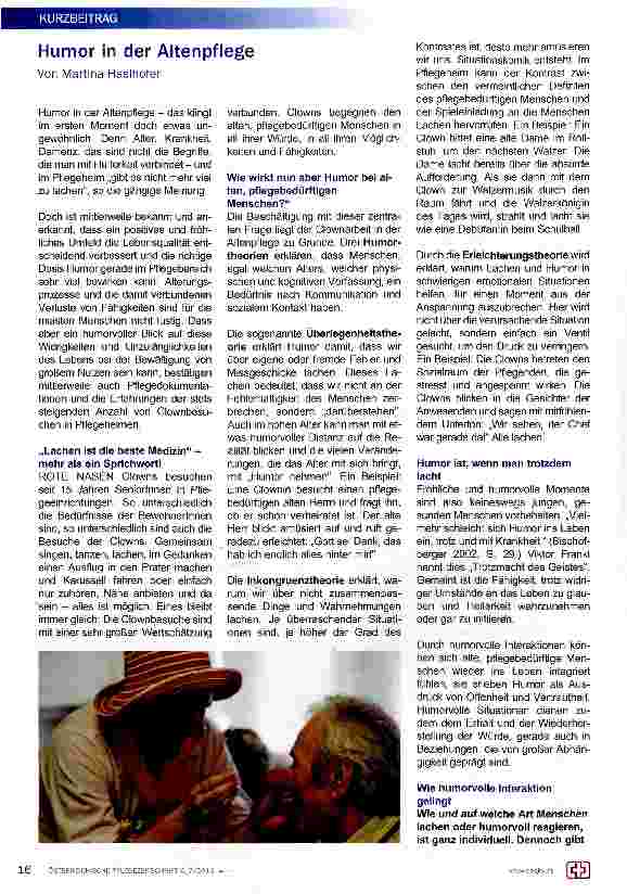 Vorschauseite 1: Humor in der Altenpflege