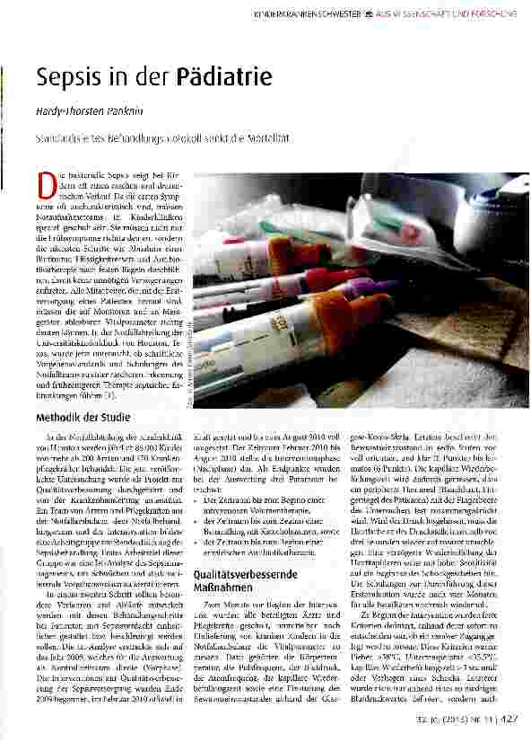 Vorschauseite 1: Sepsis in der Pädiatrie