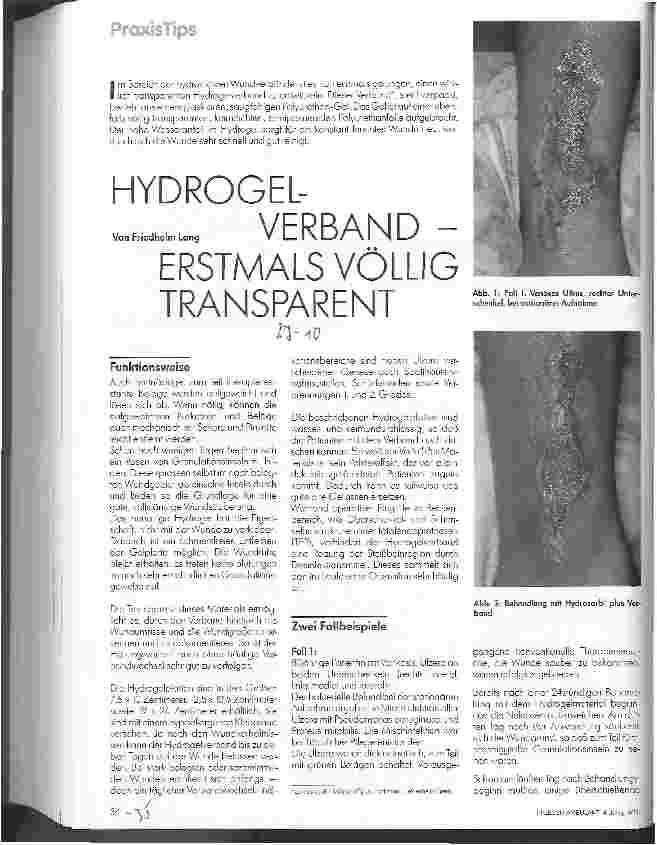 Vorschauseite 1: Hydrogelverband - erstmals völlig transparent