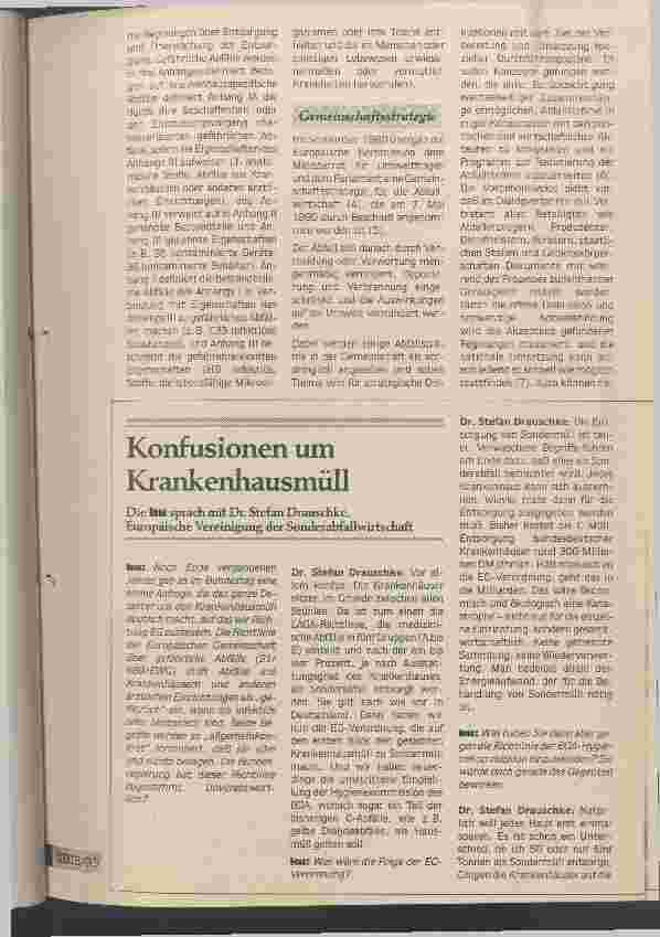 Vorschauseite 2: Hospital waste - so scheiden sich die Geister Die EG ist vom gemeinsamen Nenner noch weit entfernt
