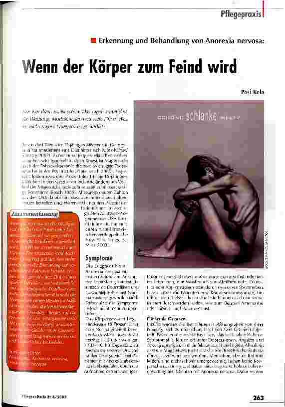 Vorschauseite 1: Wenn der Körper zum Feind wird Erkennung und Behandung von Anorexia nervosa