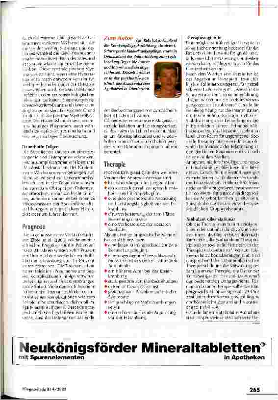 Vorschauseite 3: Wenn der Körper zum Feind wird Erkennung und Behandung von Anorexia nervosa