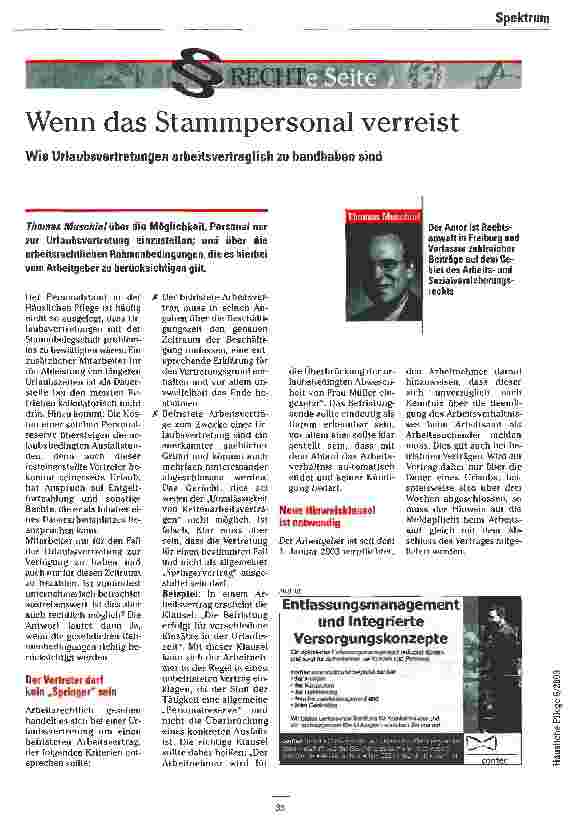 Vorschauseite 1: Wenn das Stammpersonal verreist