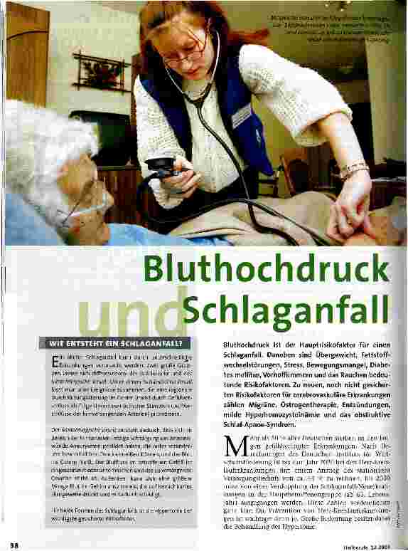 Vorschauseite 1: Bluthochdruck und Schlaganfall