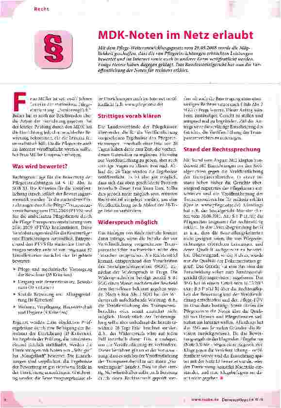 Vorschauseite 1: MDK-Noten im Netz erlaubt