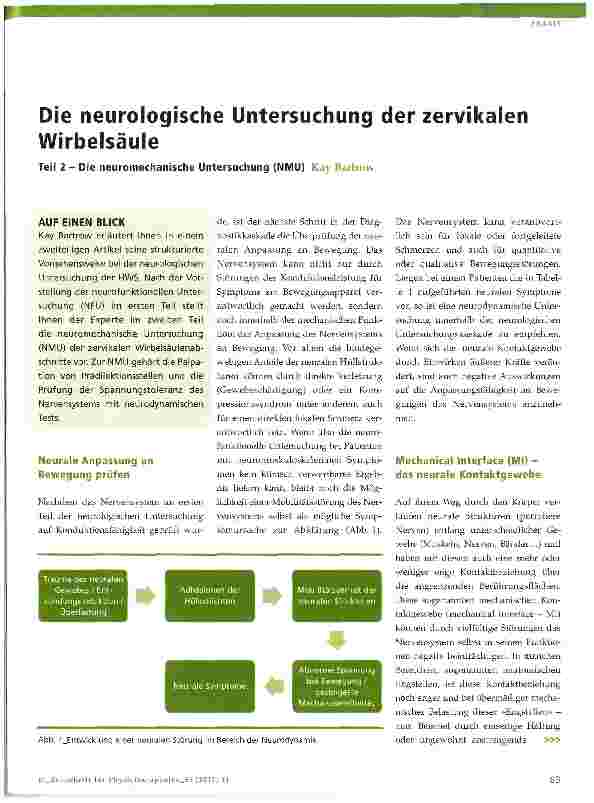Vorschauseite 1: Die neurologische Untersuchung der zervikalen Wirbelsäule Teil 2 - Die neuromechanische Untersuchung (NMU)