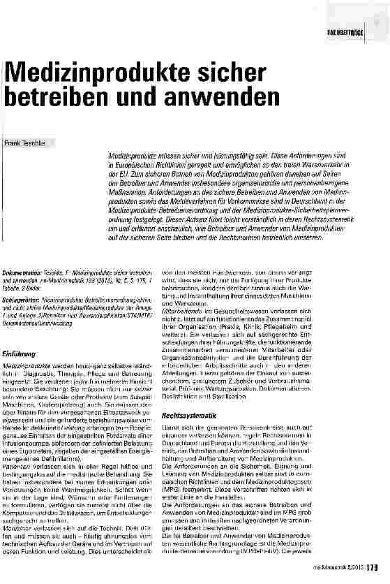 Vorschauseite 1: Medizinprodukte sicher betreiben und anwenden