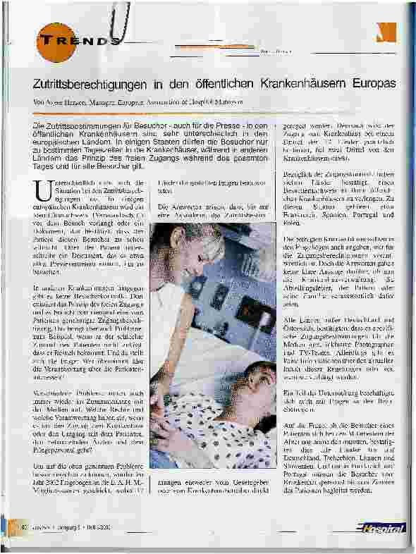 Vorschauseite 1: Zutrittsberechtigungen in den öffentlichen Krankenhäusern Europas