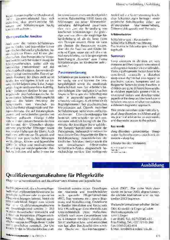 Vorschauseite 4: Schlafstörungen im Kindesund Jugendalter