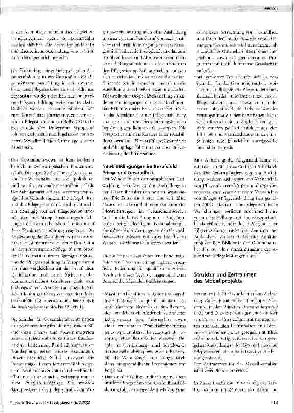 Vorschauseite 2: Integrative Ausbildung für Pflegefachberufe mit gleichzeitiger Vorbereitung auf die Fachhochschulreife