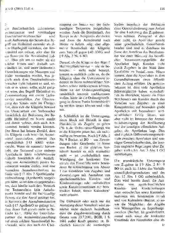 Vorschauseite 5: Zur unerlaubten Apothekenwerbung OVG NRW, Urteil vom 7. September 2001