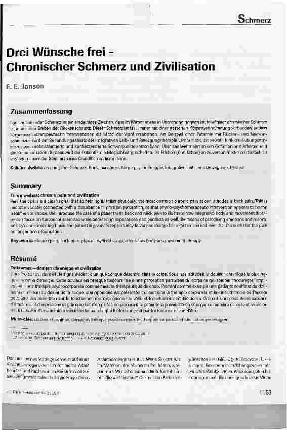 Vorschauseite 1: Drei Wünsche frei - Chronischer Schmerz und Zivilisation