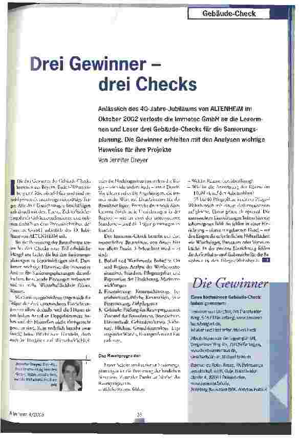 Vorschauseite 1: Drei Gewinner - drei Checks