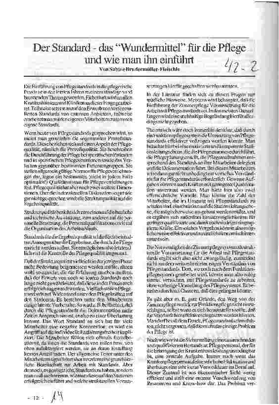 Vorschauseite 1: Der Standard - das Wundermittel für die Pflege und wie man ihn einführt
