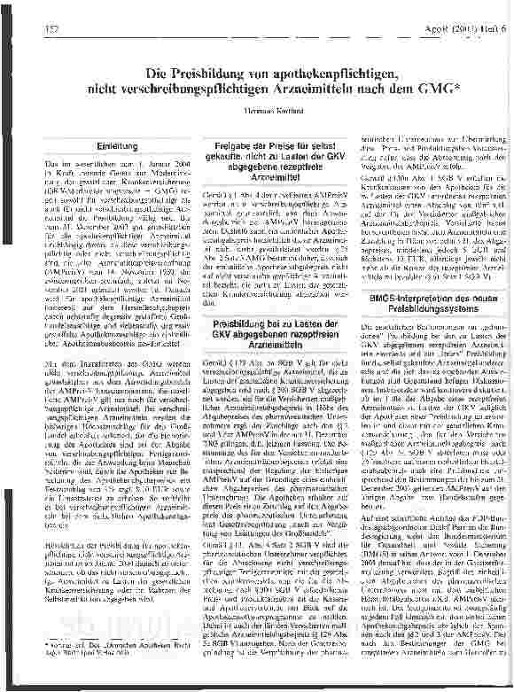 Vorschauseite 1: Die Preisbildung von apothekenpflichtigen, nicht verschreibungspflichtigen Arzneimitteln nach dem GMG