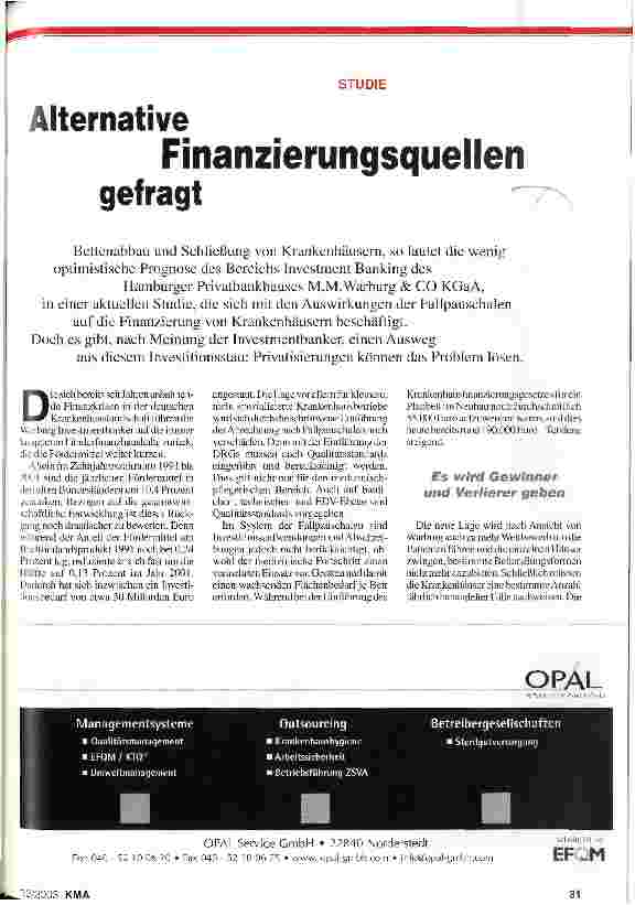 Vorschauseite 1: Studie: Alternative Finanzierungsquellen gefragt