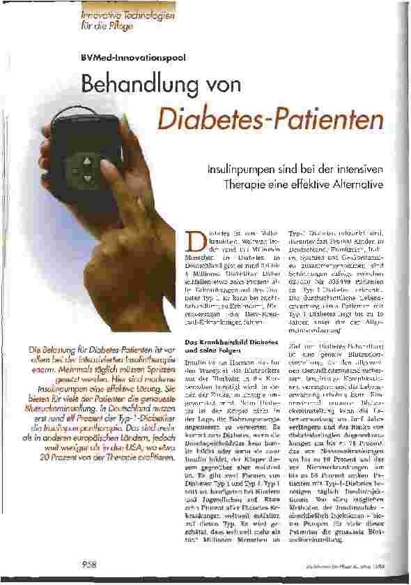 Vorschauseite 1: Behandlung von Diabetes-Patienten BVMed-Innovationspool