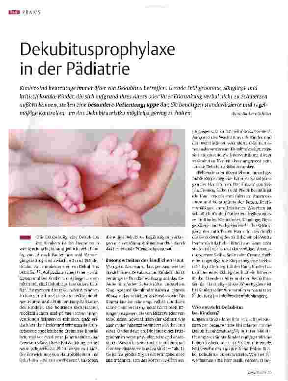 Vorschauseite 1: Dekubitusprophylaxe in der Pädiatrie