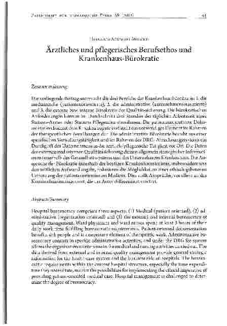 Vorschauseite 1: Ärztliches und pflegerisches Berufsethos und Krankenhaus-Bürokratie