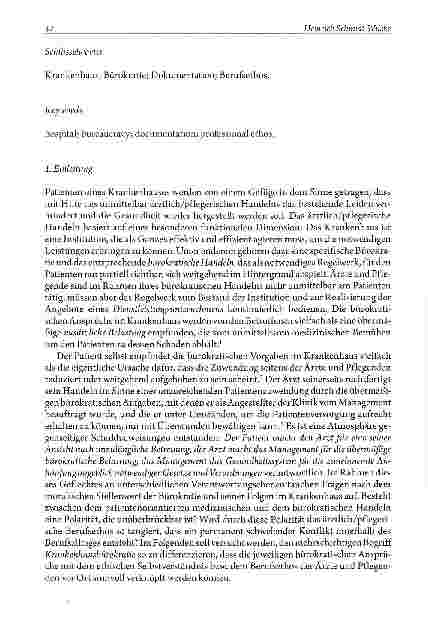 Vorschauseite 2: Ärztliches und pflegerisches Berufsethos und Krankenhaus-Bürokratie
