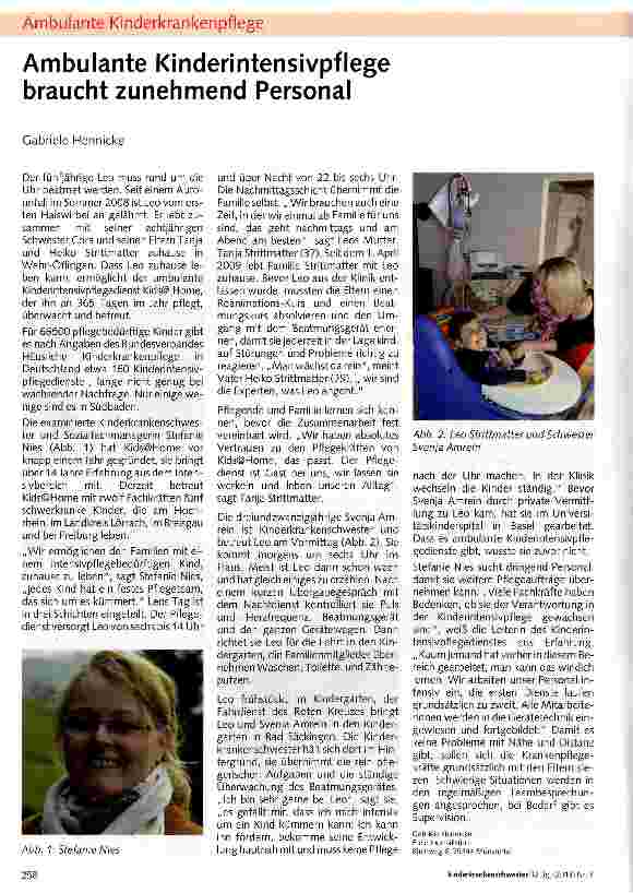 Vorschauseite 1: Ambulante Kinderintensivpflege braucht zunehmend Personal