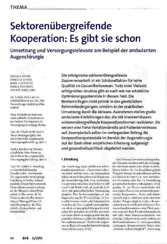 Vorschauseite 1: Sektorenübergreifende Kooperation: Es gibt sie schon