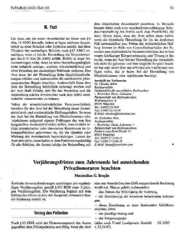 Vorschauseite 1: Verjährungsfristen zum Jahresende bei ausstehenden Privathonoraren beachten
