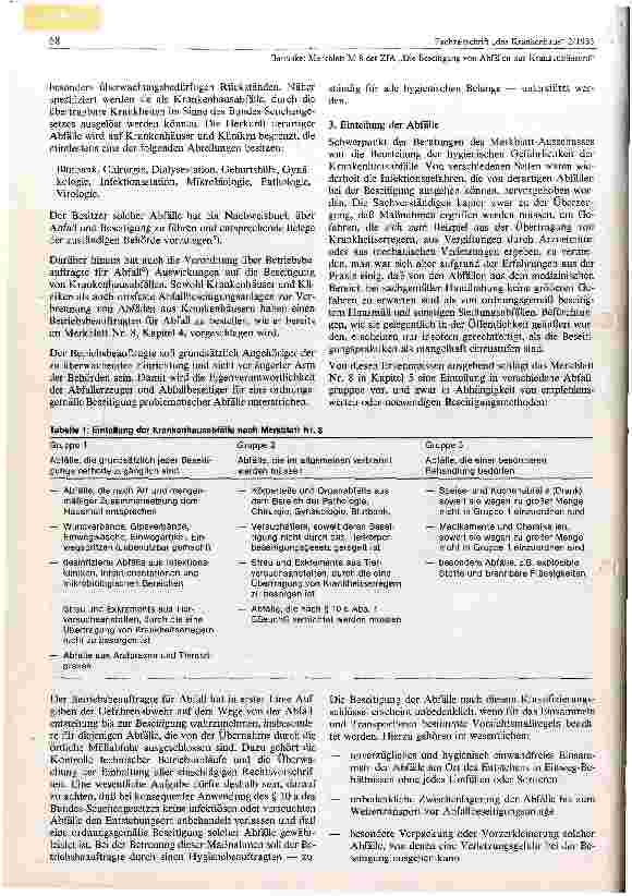 Vorschauseite 2: Merkblatt M8 ZFA Die Beseitigung von Abfällen aus Krankenhäusern, Arztpraxen und sonstigen Einrichtungen des Medizinischen Bereichs