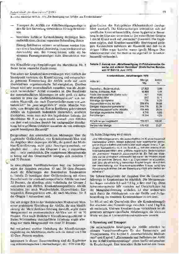 Vorschauseite 3: Merkblatt M8 ZFA Die Beseitigung von Abfällen aus Krankenhäusern, Arztpraxen und sonstigen Einrichtungen des Medizinischen Bereichs