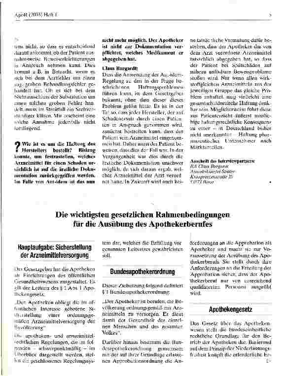Vorschauseite 1: Die wichtigsten gesetzlichen Rahmenbedingungen für die Ausübung des Apothekerberufes