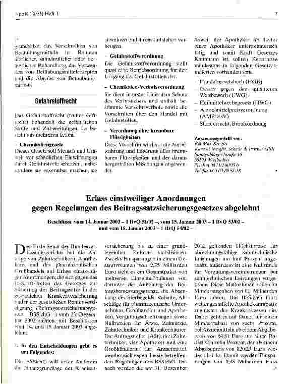Vorschauseite 3: Die wichtigsten gesetzlichen Rahmenbedingungen für die Ausübung des Apothekerberufes