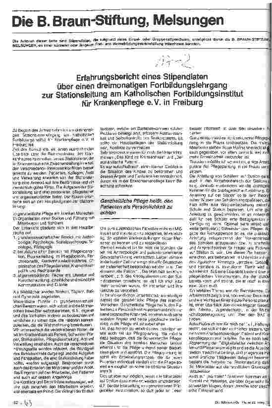 Vorschauseite 1: Erfahrungsbericht eines Stipendiaten über einen dreimonatigen Fortbildungslehrgang zur Stationsleitung am Kath. Fortbildungsinstitut