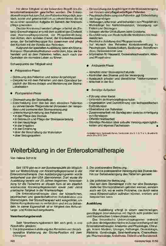 Vorschauseite 1: Weiterbildung in der Enterostomatherapie