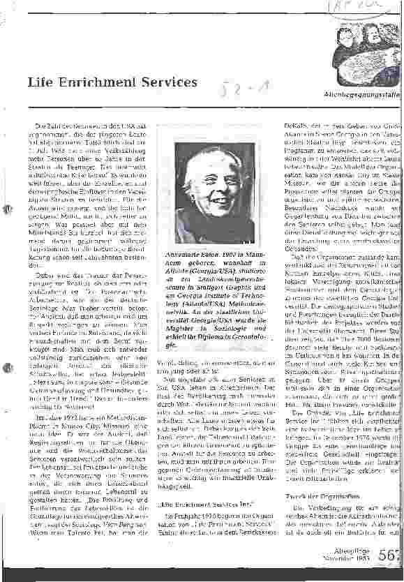 Vorschauseite 1: Altenbegegungsstätte: Life Enrichment Services
