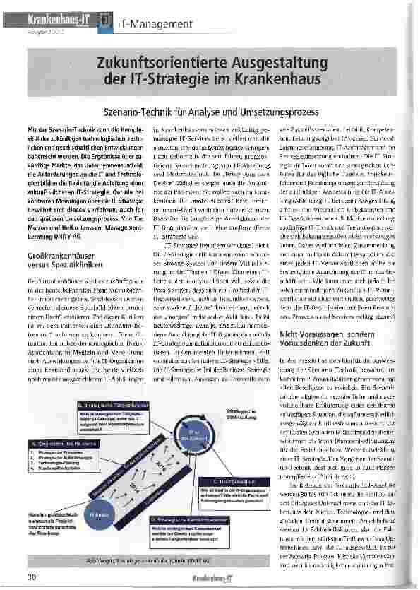 Vorschauseite 1: Zukunftsorientierte Ausgestaltung der IT-Strategie im Krankenhaus
