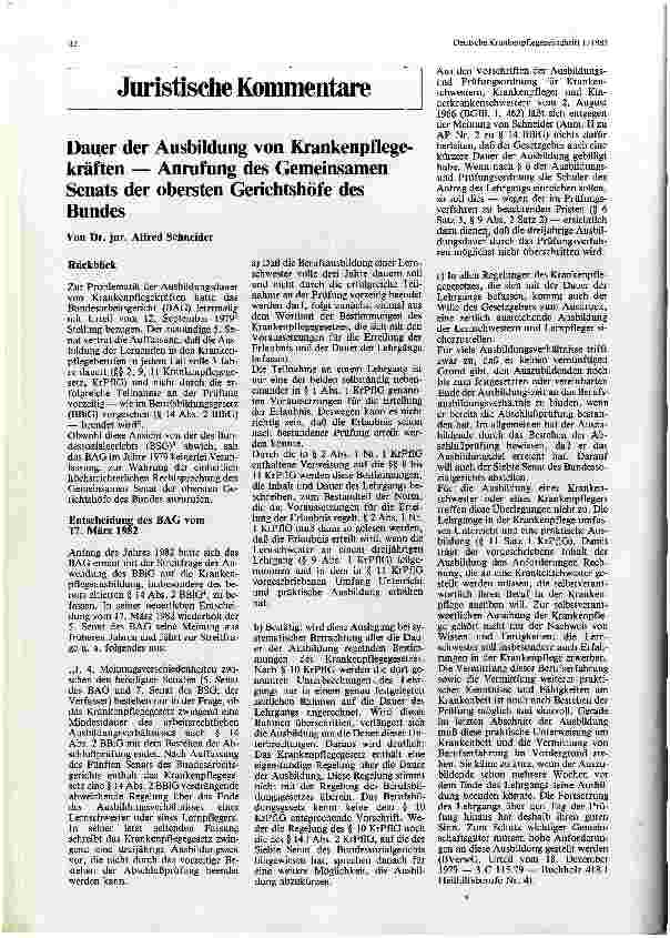 Vorschauseite 1: Dauer der Ausbildung von Krankenpflegekräften — Anrufung des Gemeinsamen Senats der obersten Gerichtshöfe des Bundes