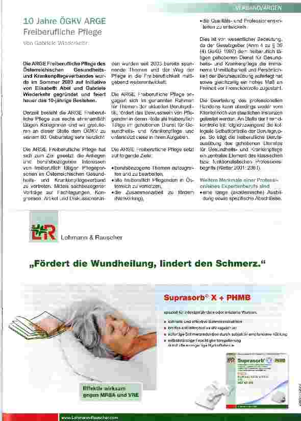 Vorschauseite 1: 10 Jahre ÖGKV ARGE Freiberufliche Pflege