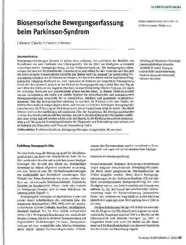 Vorschauseite 1: Biosensorische Bewegungserfassung beim Parkinson-Syndrom