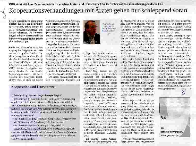 Vorschauseite 1: Kooperationsverhandlungen mit Ärzten gehen nur schleppend voran