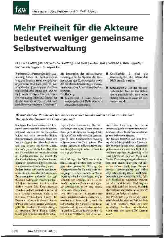 Vorschauseite 1: Mehr Freiheit für die Akteure bedeutet weniger gemeinsame Selbstverwaltung