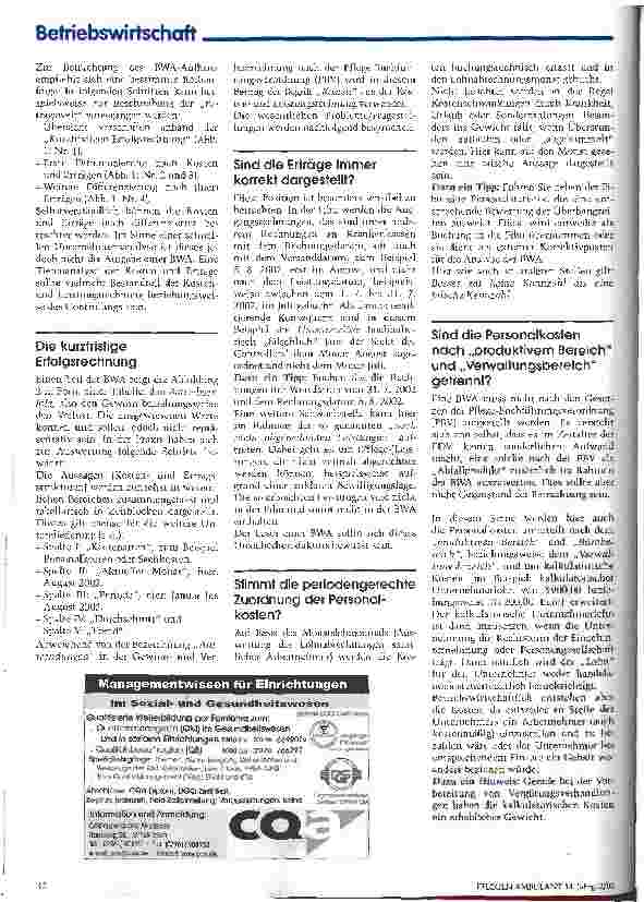 Vorschauseite 3: Betriebswirtschaftliche Auswertung unterstützt das unternehmerische Handeln Teil 1