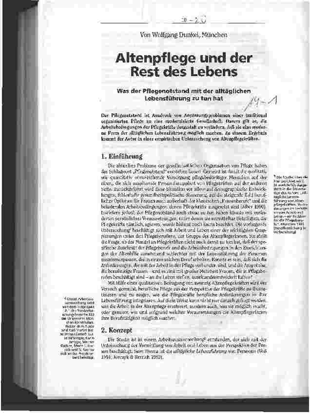 Vorschauseite 1: Altenpflege und der Rest des Lebens Was Pflegenotstand mit der alltäglichen Lebensführung zu tun hat