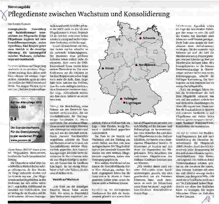 Vorschauseite 1: Pflegedienste zwischen Wachstum und Konsolidierung