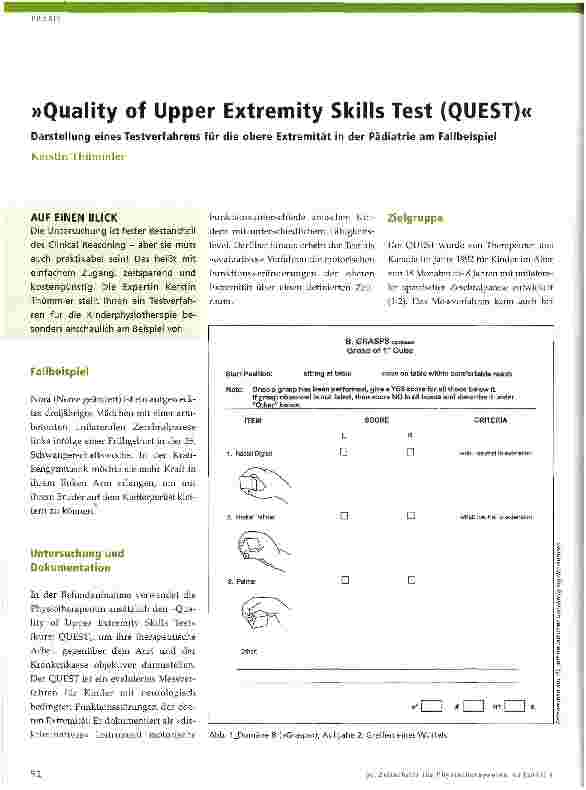 Vorschauseite 1: »Quality of Upper Extremity Skills Test (QUEST)«
