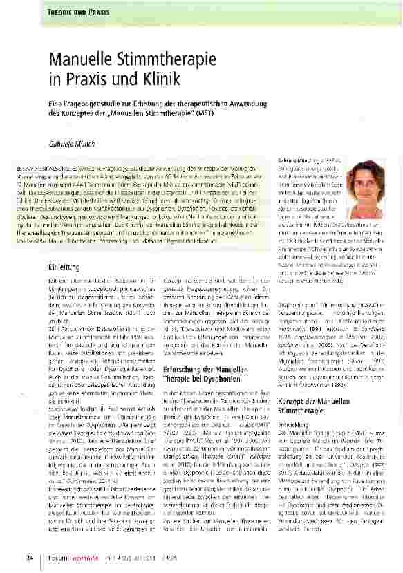 Vorschauseite 1: Manuelle Stimmtherapie in Praxis und Klinik
